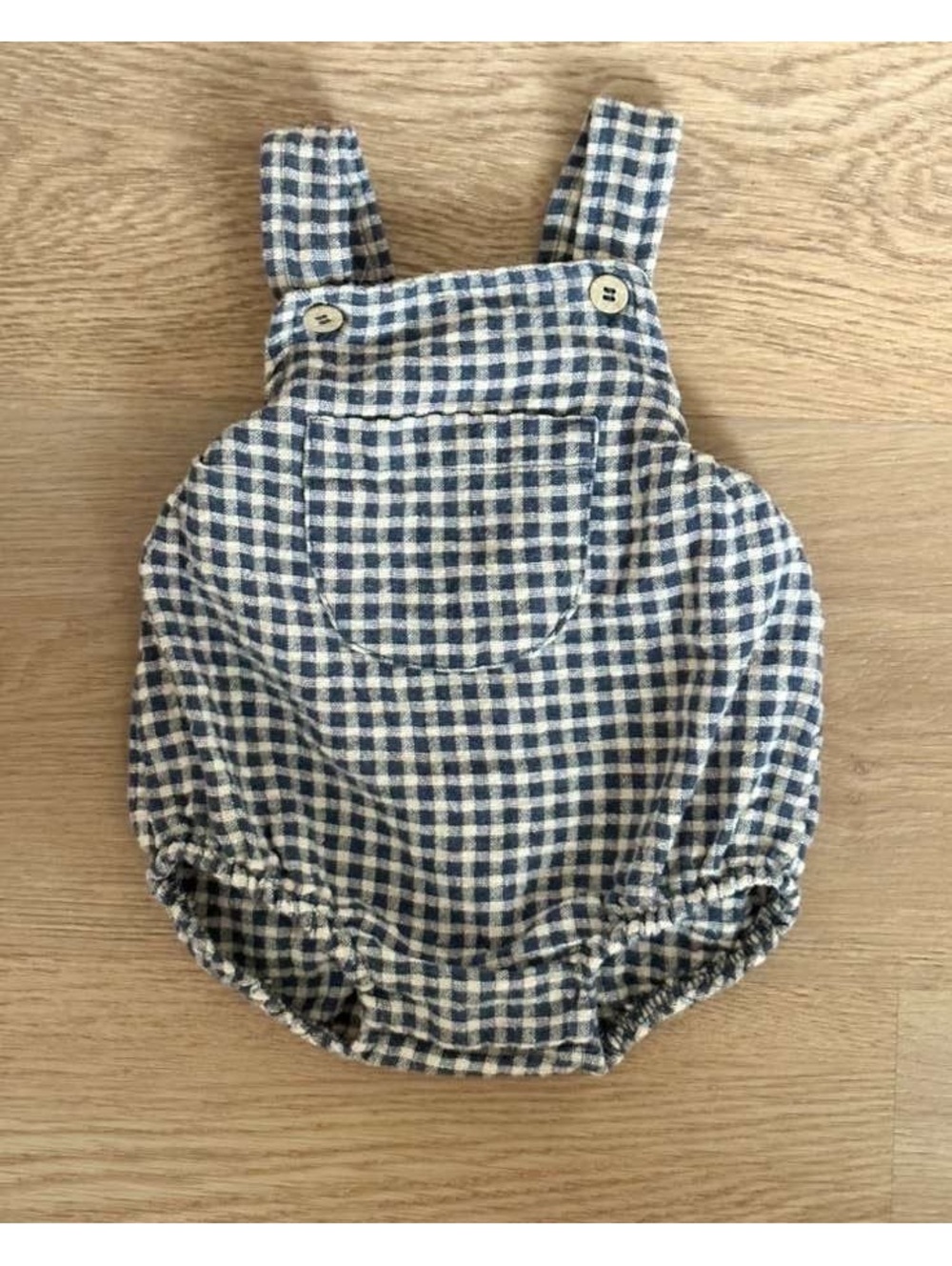 Zara Baby Gingham Bubble Romper 3-6 Months 68 Blue Cream Fall